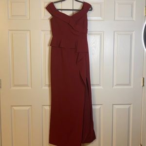MARINA Off-shoulder Burgundy Gown (Size 6) - Like new condition
